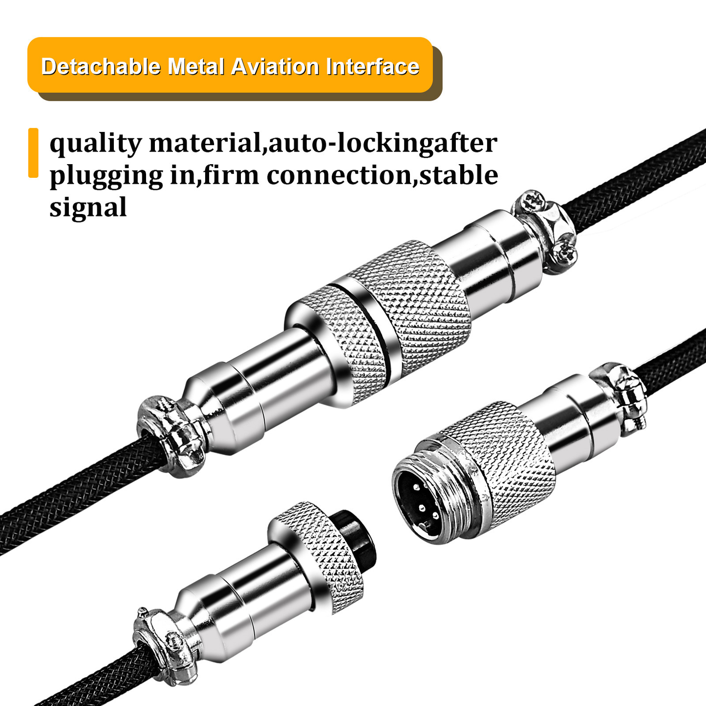 USB-A to USB-C Coiled Mechanical Keyboard Cable with Aviation Connector