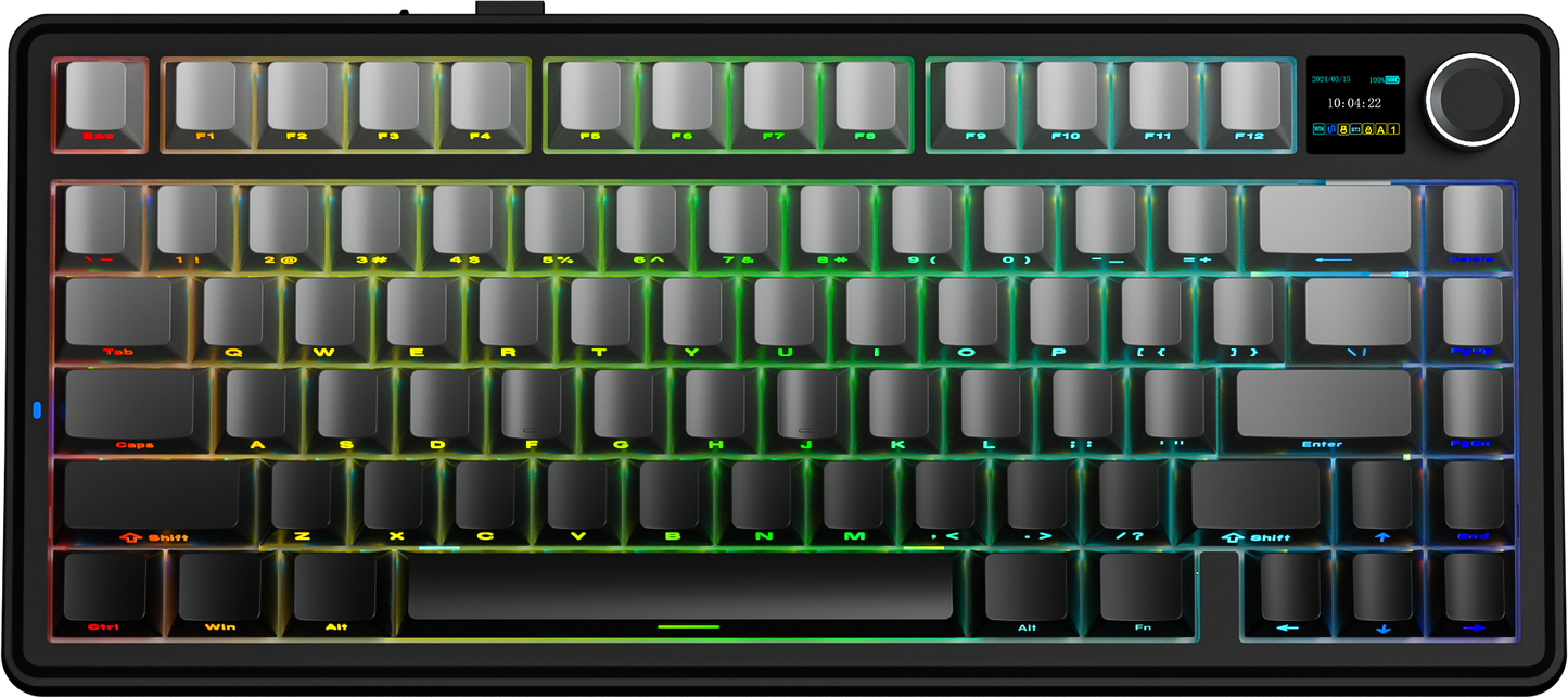 Aula F75 Max 75% Wireless Mechanical Keyboard with TFT Screen - Gradient Grey (Reaper Switch).