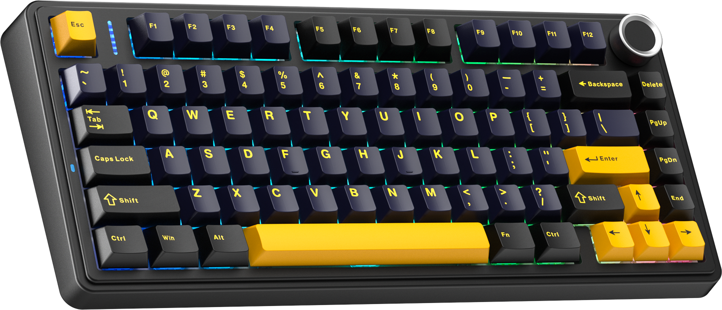 Aula F75 75% Mechanical Gaming Keyboard - Thunder Black (Gray Wood Switch V3).