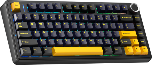 Aula F75 75% Mechanical Gaming Keyboard - Thunder Black (Gray Wood Switch V3).