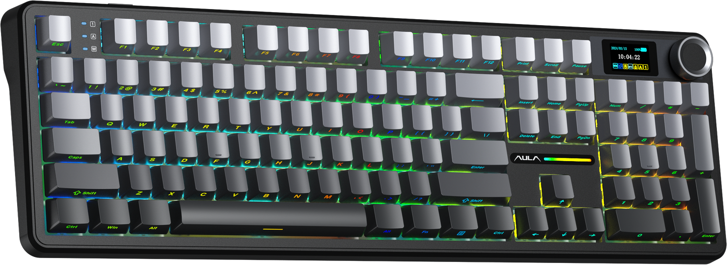 Aula F108 Pro 100% Mechanical Gaming Keyboard - Gradient Grey (Raindrop Switch).