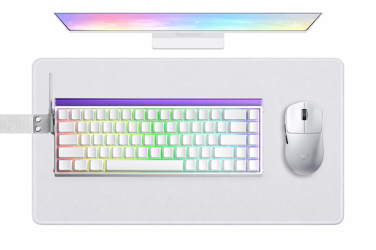 AULA Hero 68 HE Magnetic Switch Keyboard – White + SC800 Wireless Mouse (White) – Compact Performance Desk Bundle